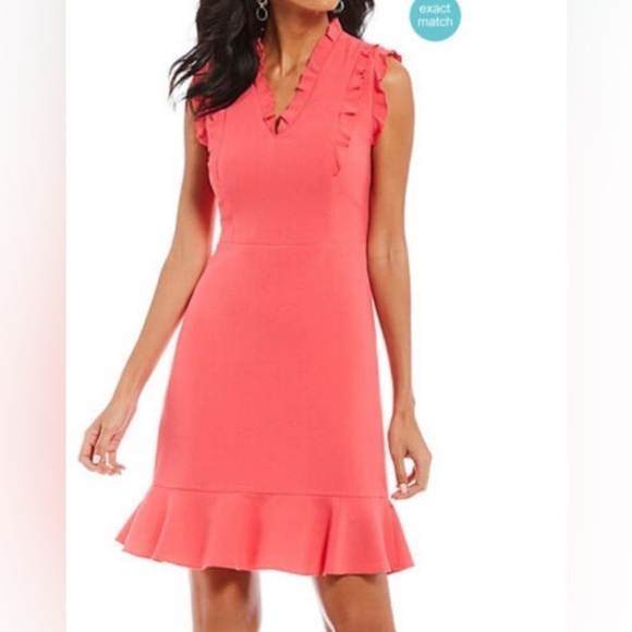 🆕 KARL LAGERFELD Paris Sleeveless Ruffle-Trim Dress size 2 - Picture 2 of 9